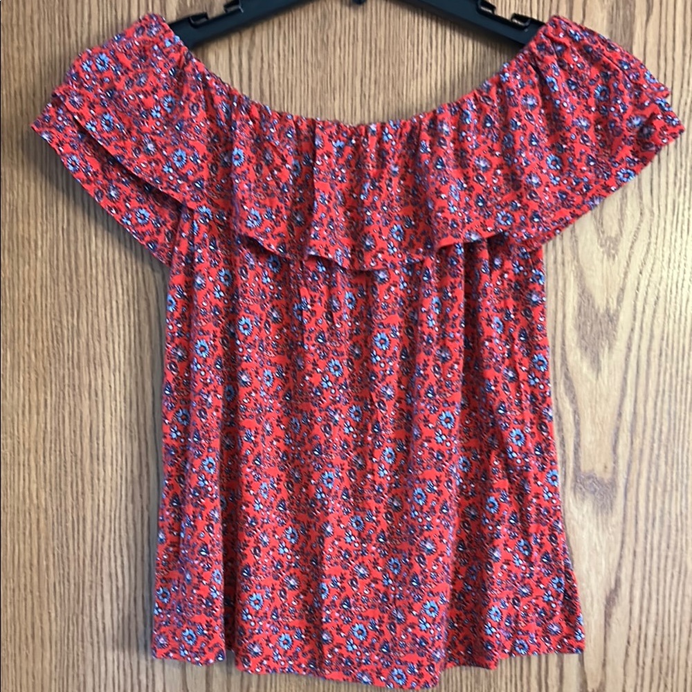 Floral Off-Shoulder Red Top